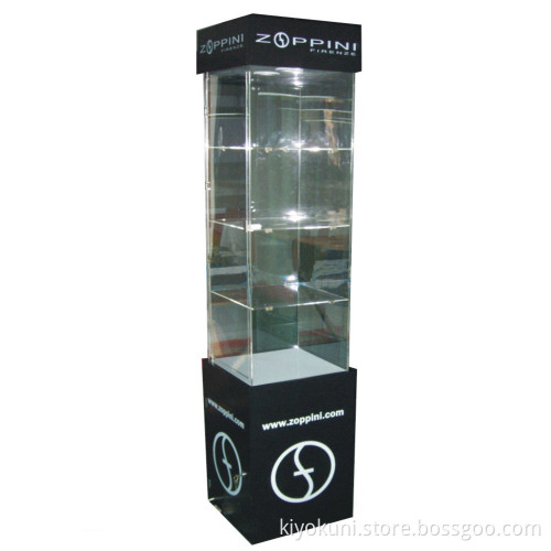 Custom Lighted Display Cabinet And Showcase For Jewelry Shop, Flooring Glass Display Showcase